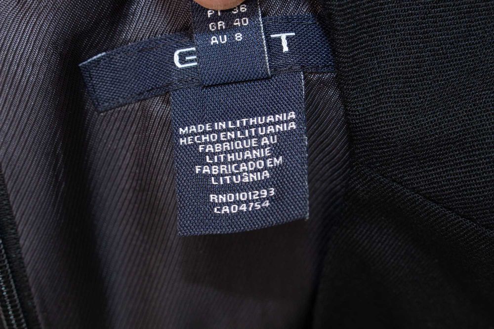 GANT дамска черна рокля тип сукман вълна с колан 36 S