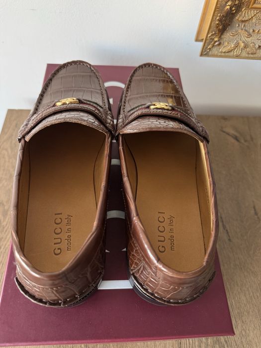Mocasini Gucci piele de crocodil
