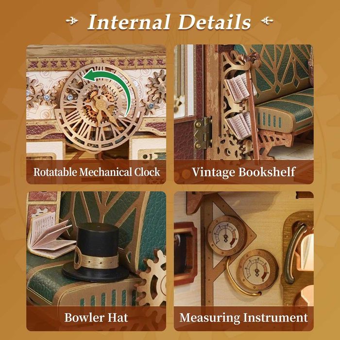 Комплект кътче за книги Tonecheer: 3D пъзел - кабина на влак