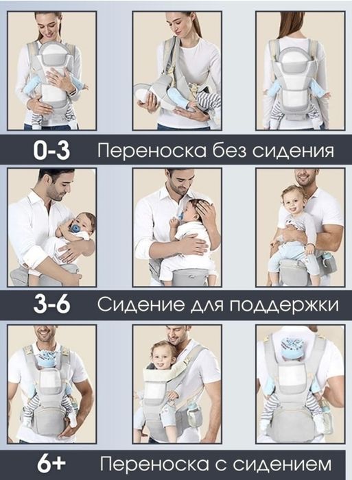 Эргорюкзак-переноска для малыша, серый