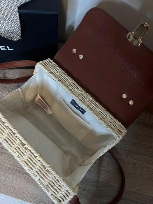 Плетена Дамска Чанта с Кожени детайли PRIMARK - КАТО НОВА