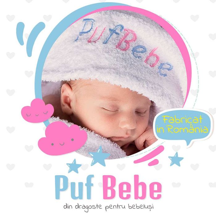 Prosop cu gluga pentru bebelusi | Brodat cu numele bebelusului