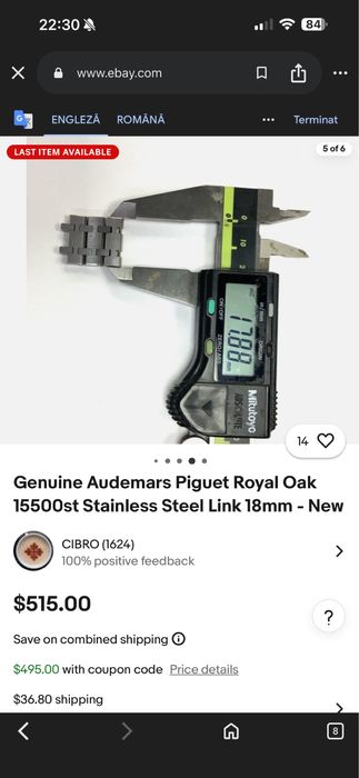 Zale suplimentare Audemars Piquet oak 18mm