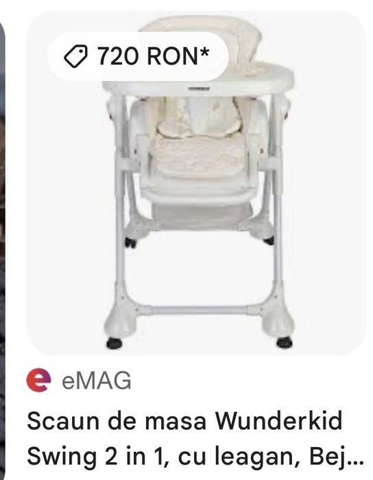 Scaun de masa Winderkid Swing 2 in 1 cu leagan Bej