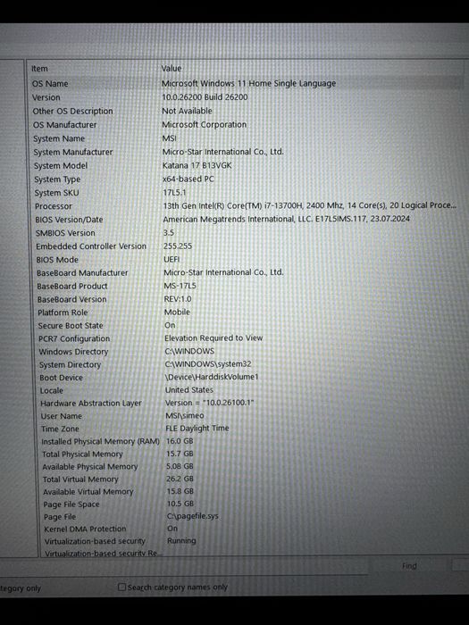 Геймърски лаптоп MSI Katana 17 B13VGK + подарък раница и подложка