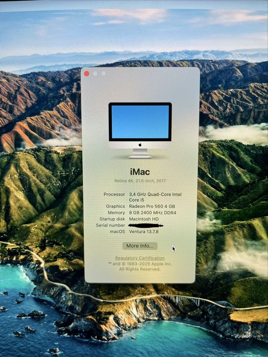 Apple iMac 21,5" 4k, GPU Radeon Pro 560, 4GB, 1TB SSD, USB-C, Thunderbolt