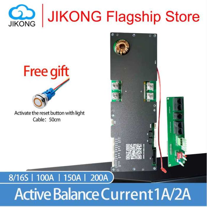 JK SMART BMS 4-24S 12-24-48V, 150-200A, balance activ 2A, bluetooth