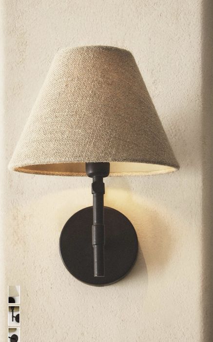 Лампа/Стенен аплик с ленен абажур 2 бр.