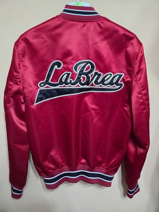 La Brea Satin Bomber Jacket Burgundy/Red