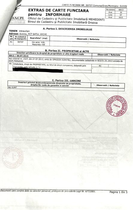 Teren de vânzare pe malul Dunării, Comuna Svinița  !