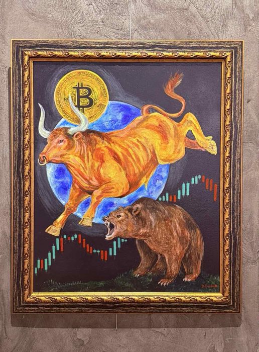 Авторска картина с рамка - bitcoin / crypto world