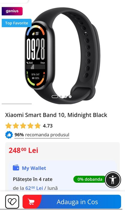 Xiaomi Smart Band Mi 10 Negru