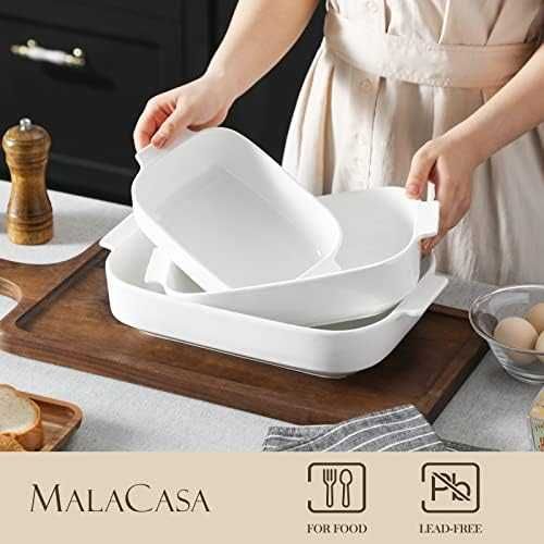 MALACASA комплект порцеланови тави за печене 3 части