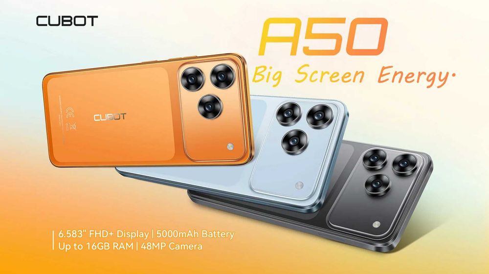 Cubot A50 - 6.6", 6GB+10GB/128GB, 5000mAh, 48MP, Android 16