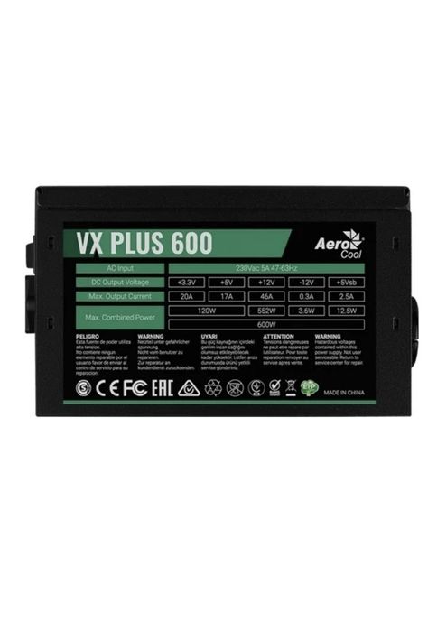 Блок питания AeroCool VX PLUS 600 Вт