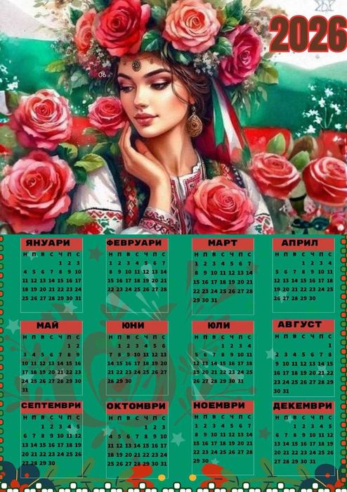 Календар 2026-та с уникален Български дизайн