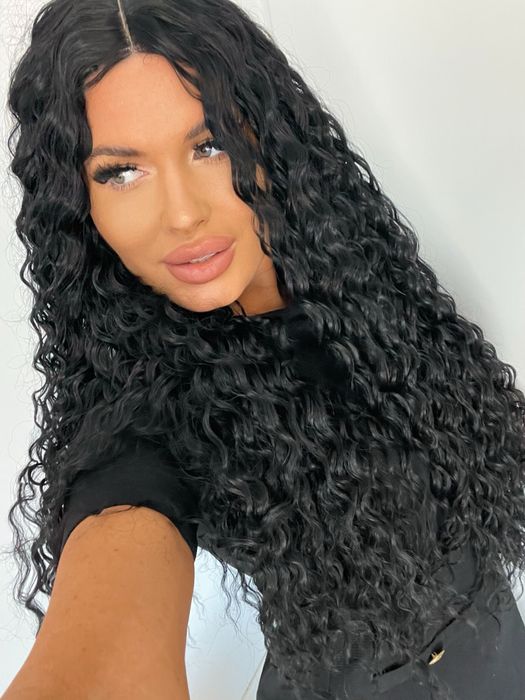 Peruca  lunga afro bruneta volum bogat front lace