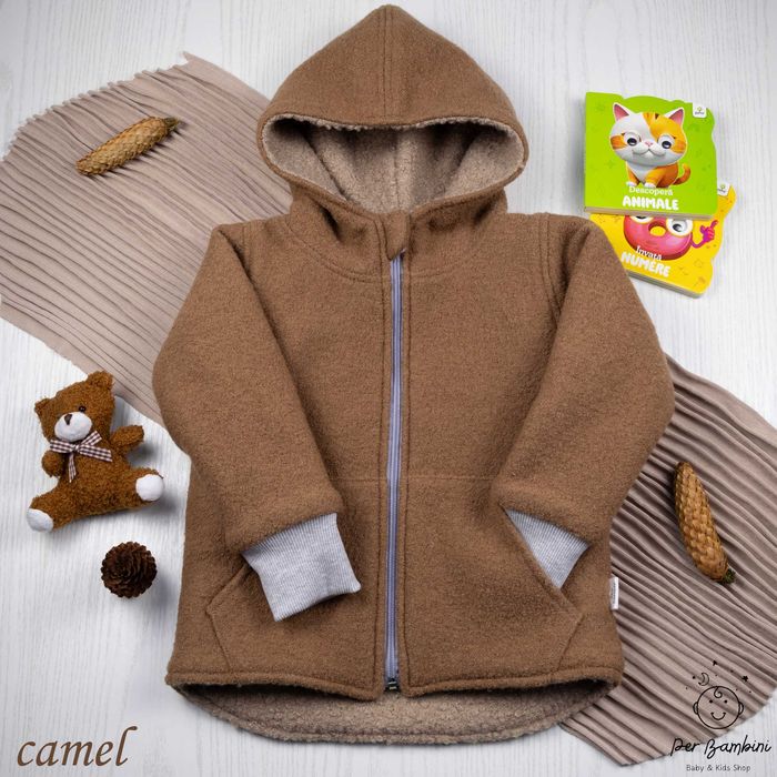 Jacheta din lana fiarta dublata cu blana sherpha