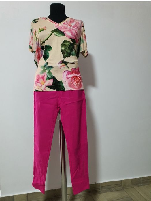 Pantaloni fucsia din bumbac, calitate premium