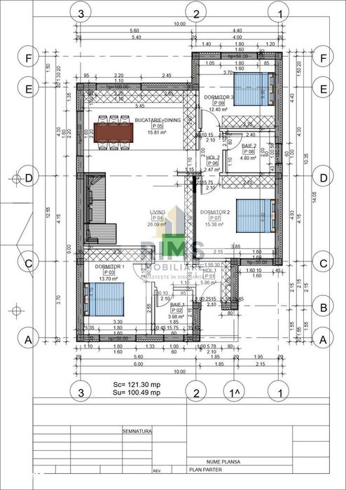 Casă nouă pe parter în Cârcea – Modelul Azur 3 Dormitoare