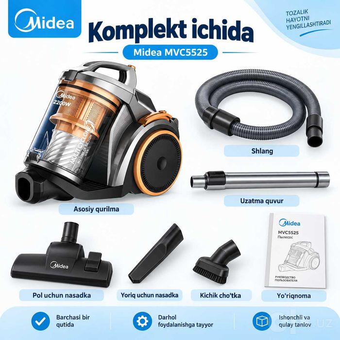 Midea MVC5525 changyutgich plisos 2200 W, konteynerli, Multi Cyclone