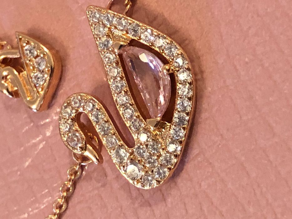 Lant Swarovski Swan rose gold Lantisor colier
