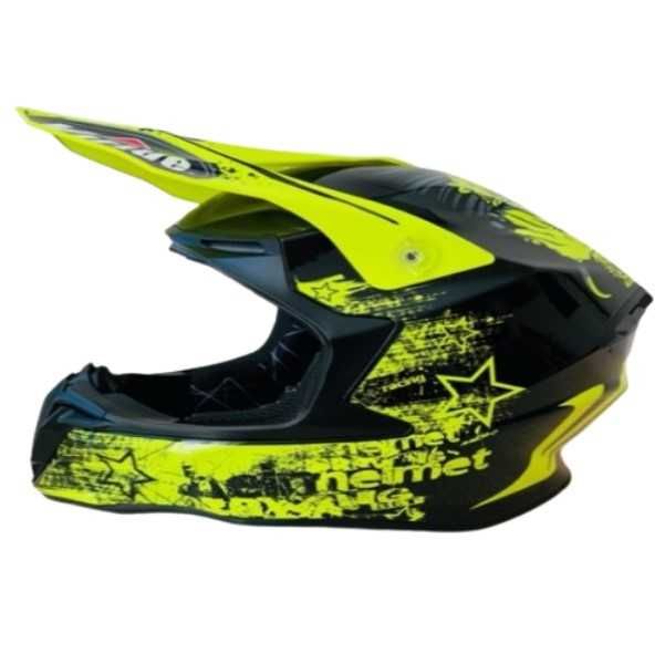 Кросова каска, За мотор, Атв, Велосипед, M и L размер, Черен с неон