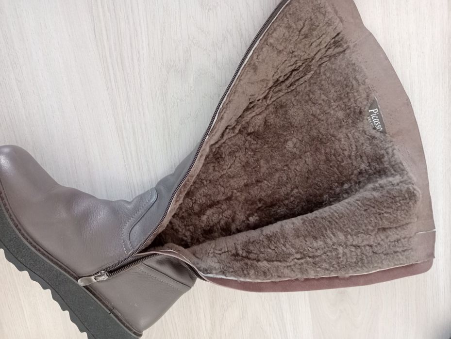 Кожаные сапоги натур.мех