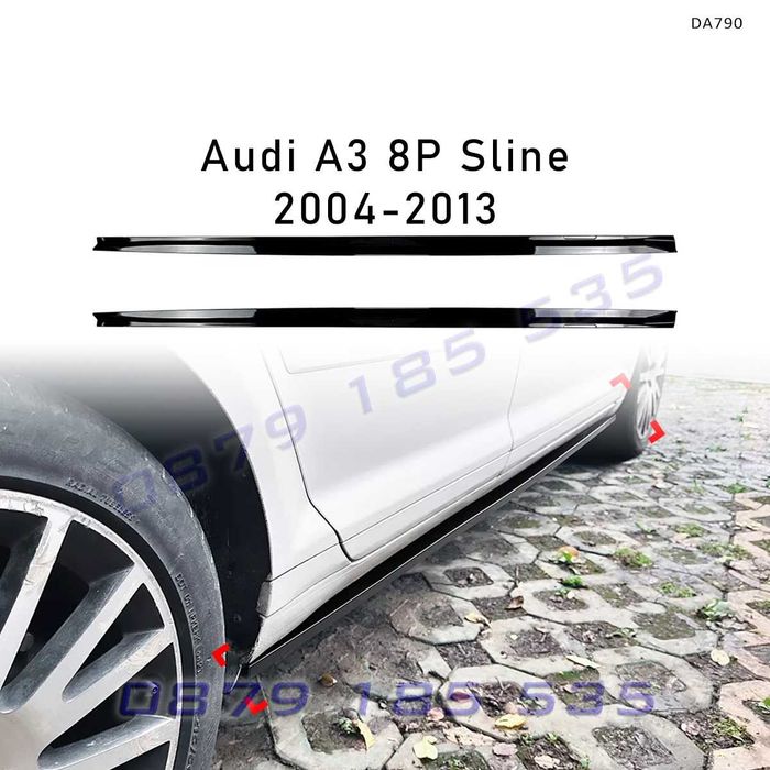 Добавки лайсни за прагове за Audi A3 8P S-Line 2004–2013 черен гланц DA790 тунинг ауди а3
