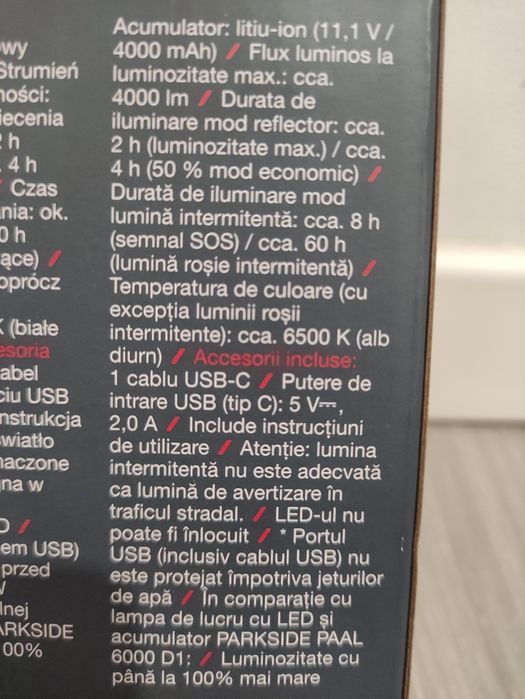 Proiector reflector de lucru lanterna Parkside Performance