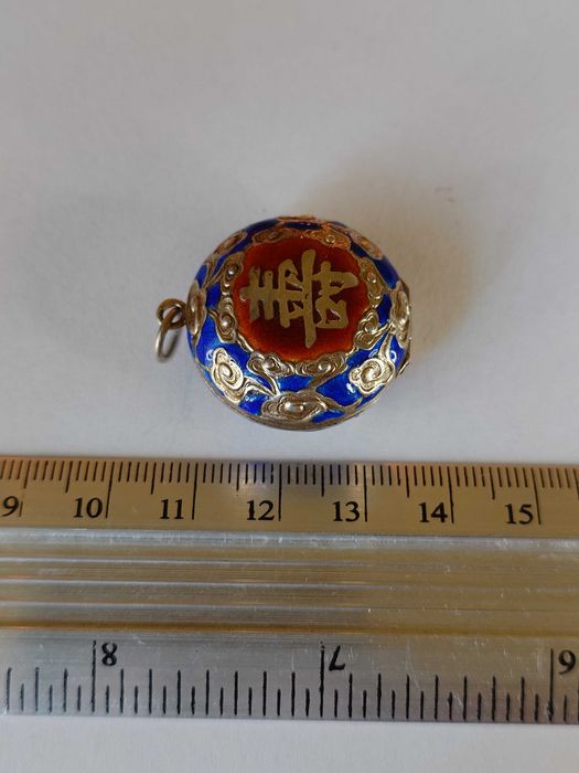 Pandantiv locket China, argint cu email cloisonné