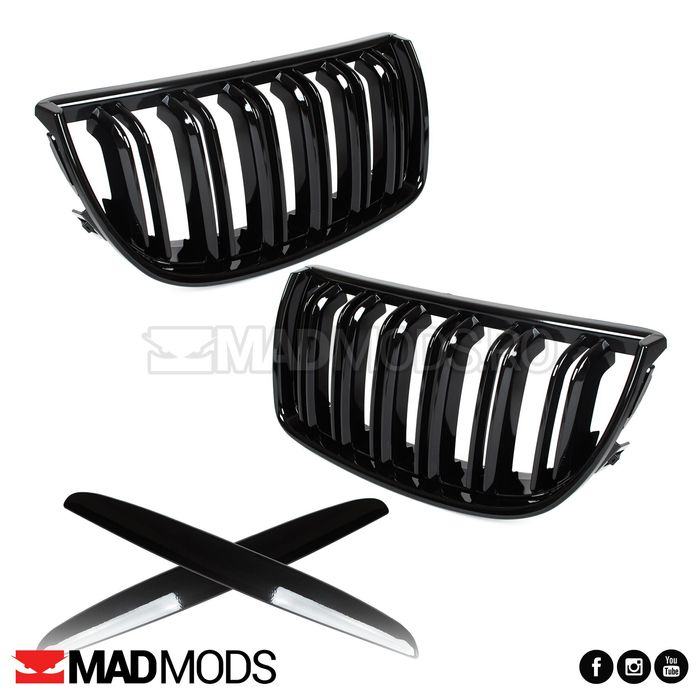 Grile duble M BMW Seria 3 E90 E91 Pre-LCI NFL 2005-2009 Negru Lucios