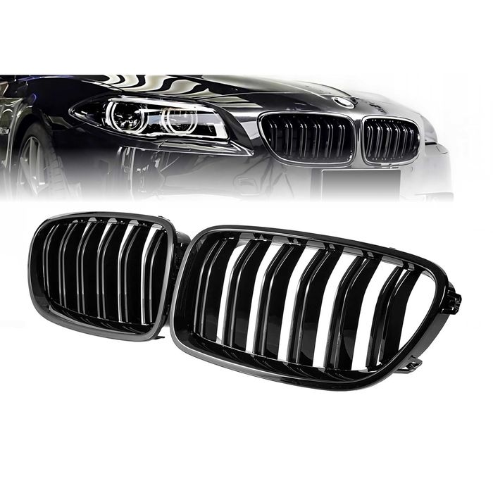 Grile duble BMW Seria 5 F10, F11, 2010-2017, Negru lucios