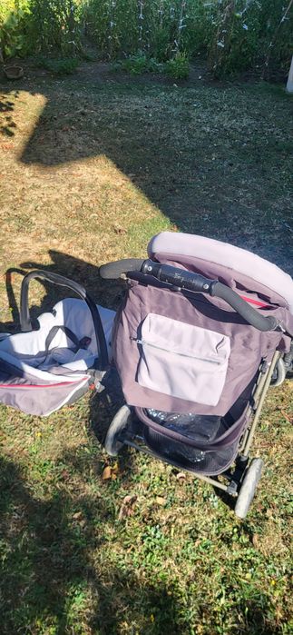 Детска количка + столче за кола+портбебе+зимен чувал+дъждобран