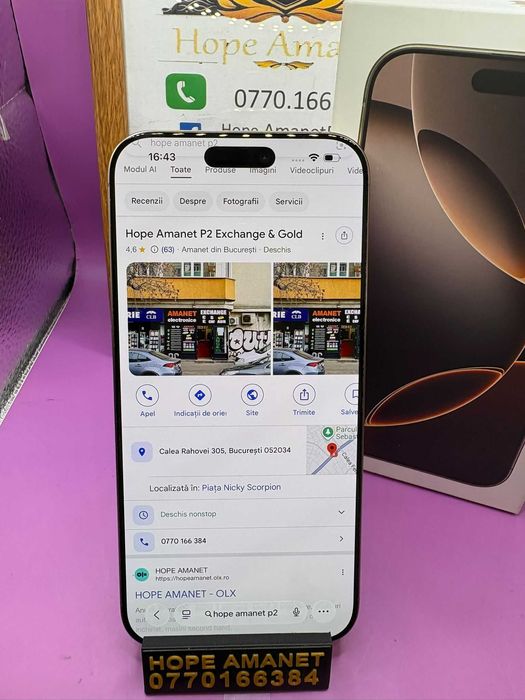 HOPE AMANET P2-Iphone 16 pro max la cutie 512GB / 92% BAT
