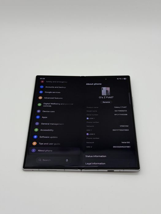Samsung Galaxy Z Fold 7 512 GB Silver Shadow |Като нов | 14м. Гаранция