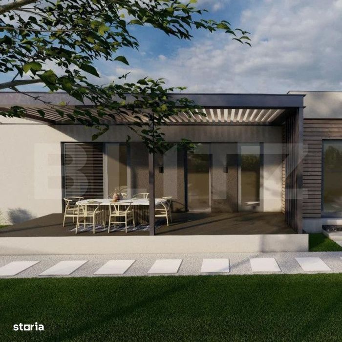 Casa noua mediteraneana, 3 camere, 105 mp utili, teren 630 mp, drum pr