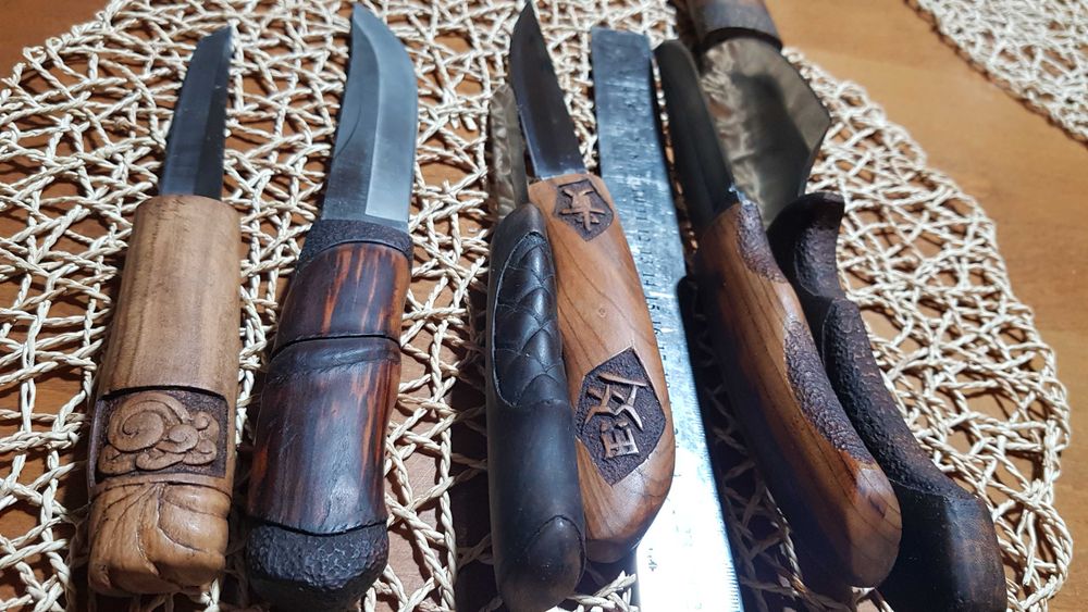 6 ножа ръчна дърворезба