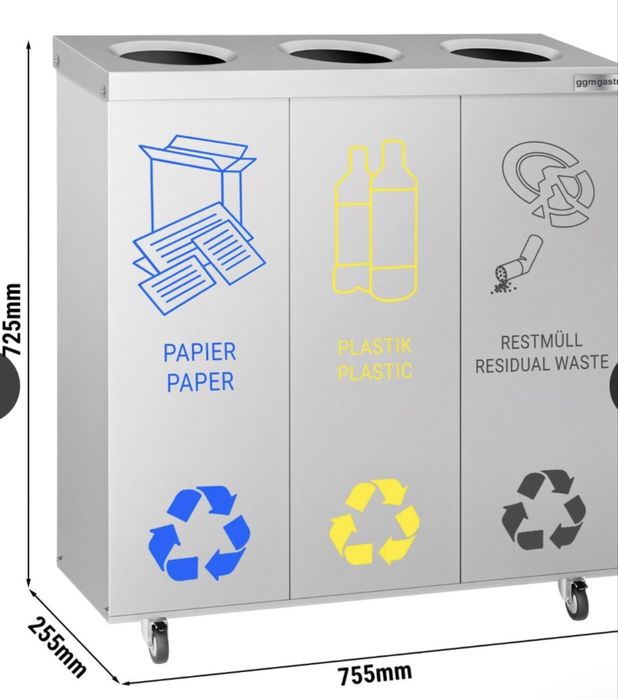 Cos gunoi INOX colectare selectiva