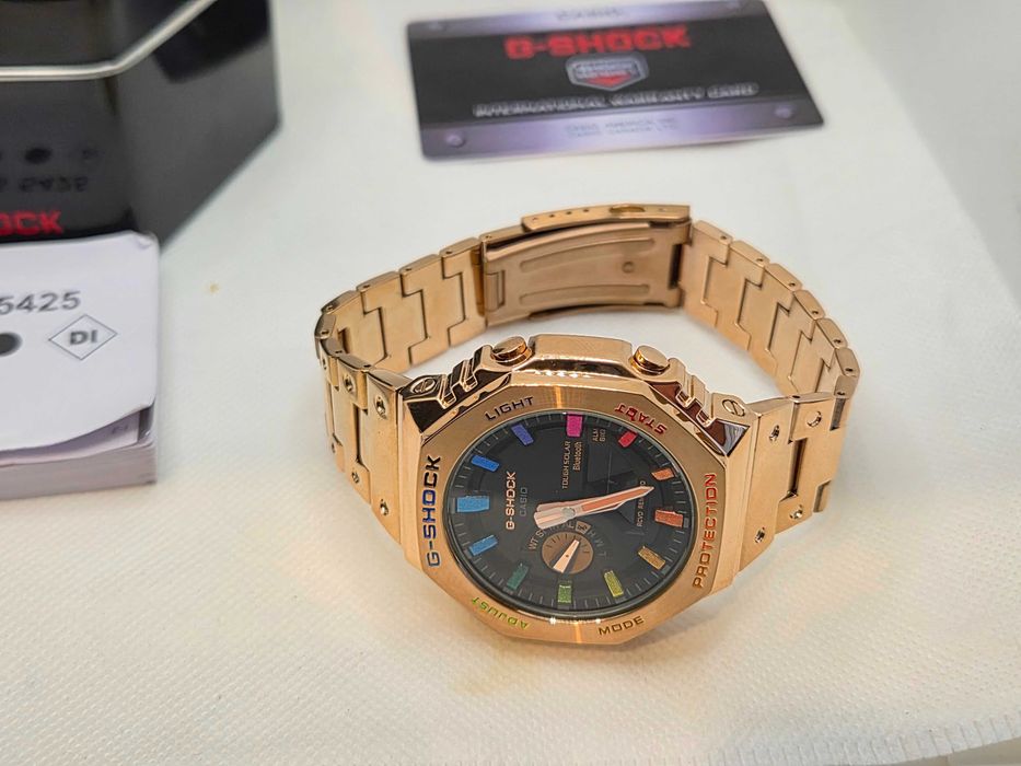Ceas Sport Barbati Casio g shock gold roze Rainbow metal GM B2100D Nou, Garantie 2 ani