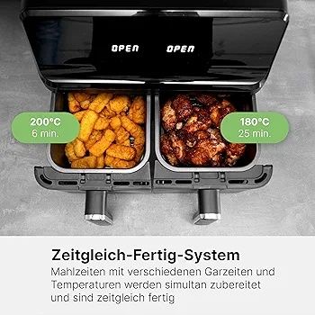 Двоен фритюрник с горещ въздух/Air Fryer Clatronic FR 3804 H черен 8 л