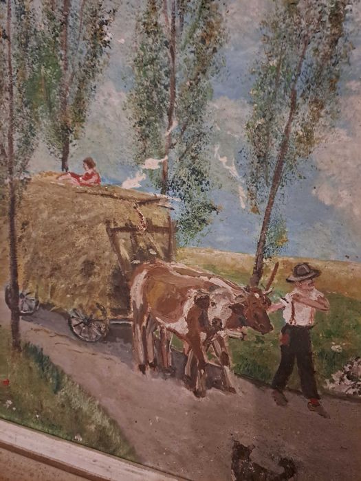 Tablou pictura pe lemn 57/44 cm semnat Lucien Metraux