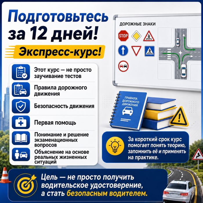 Avtotest imtihoniga 12 kunda tayyorlaning! Express kurs! Экпресс курс!