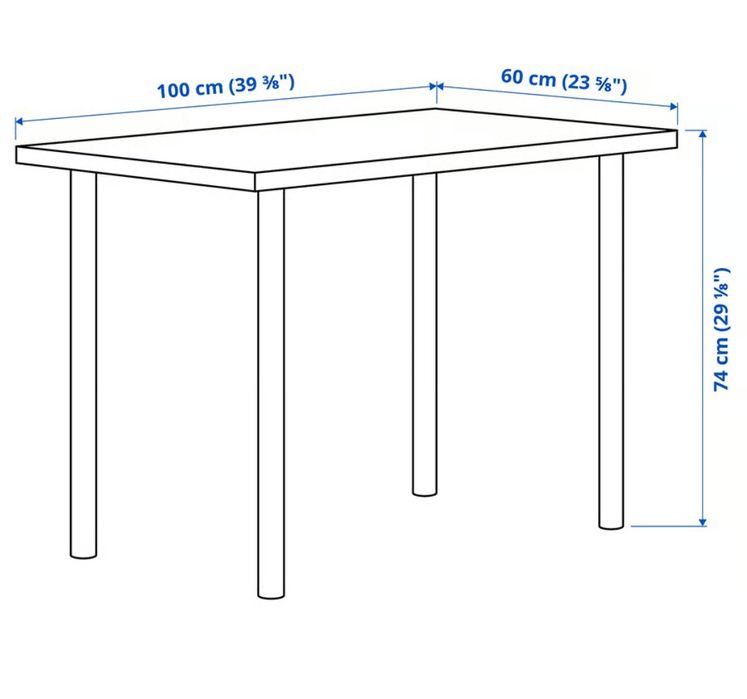 LINNMON / ADILS, masa Ikea cu tot cu picioare, 100x60 cm
Birou, gri închis/negru, 100x60 cm