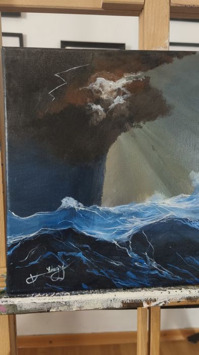 "Ultima călatorie", tablou pictat manual