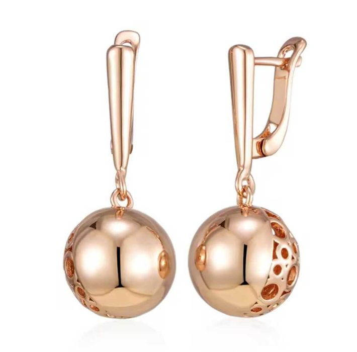 GP11, cercei placati aur 14k, incuietoare sigura, bile mari