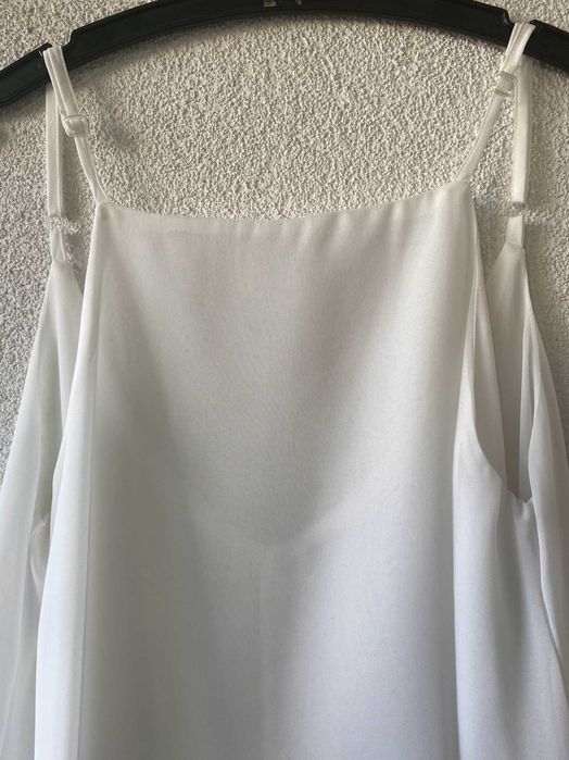 Rochie din voal, cu volonas jos, de vara, alb, nou, S/M