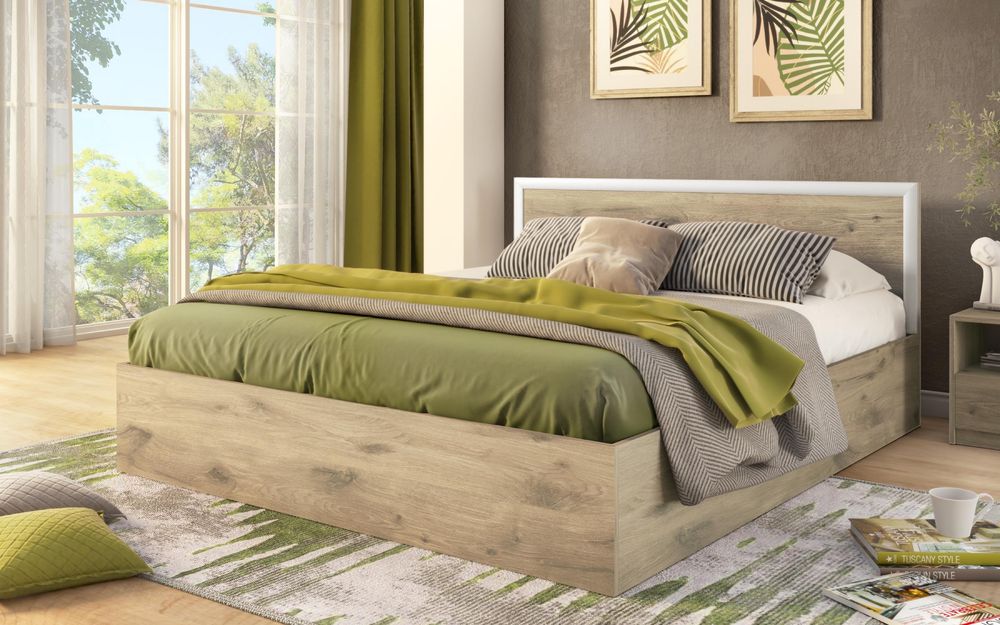 Спалня за матрак 164/190, светъл скандинавски дъб