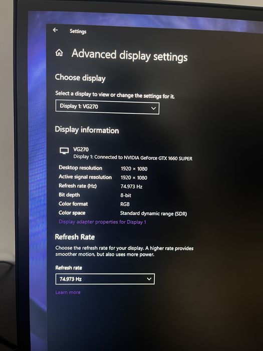 Монитор Acer Nitro VG270bmiix 27" IPS панел , 75 Hz, Full HD, 1 ms,