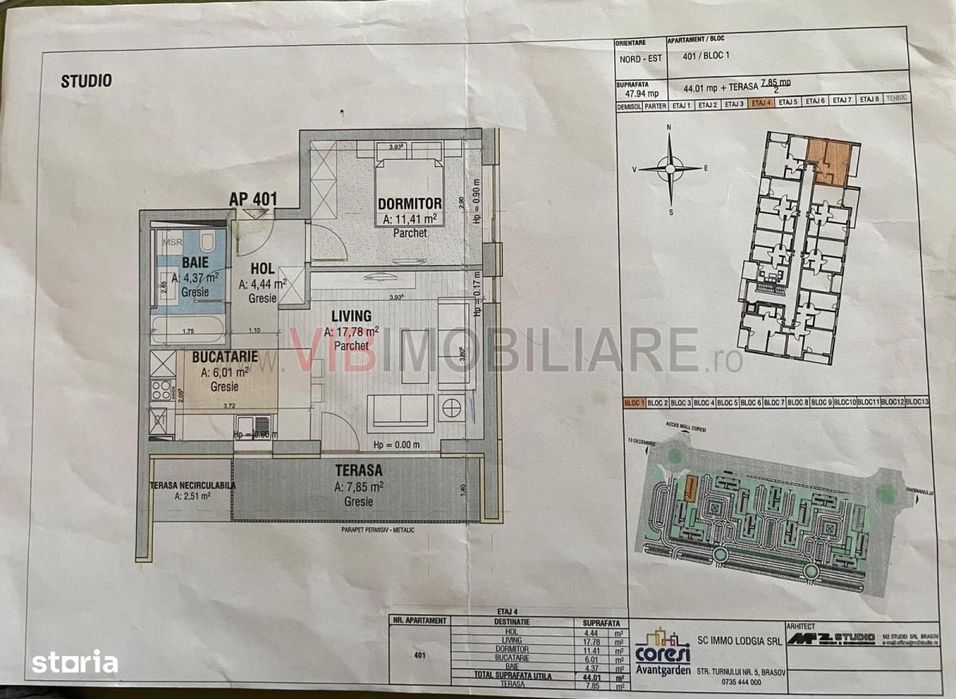 2 camere, Parcare Supraterana, Boxa, terasa /Kasper Residence